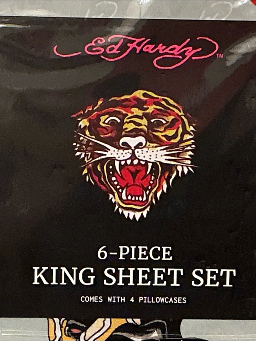 Ed Hardy Light Green 6 Piece King Size Sheet Set